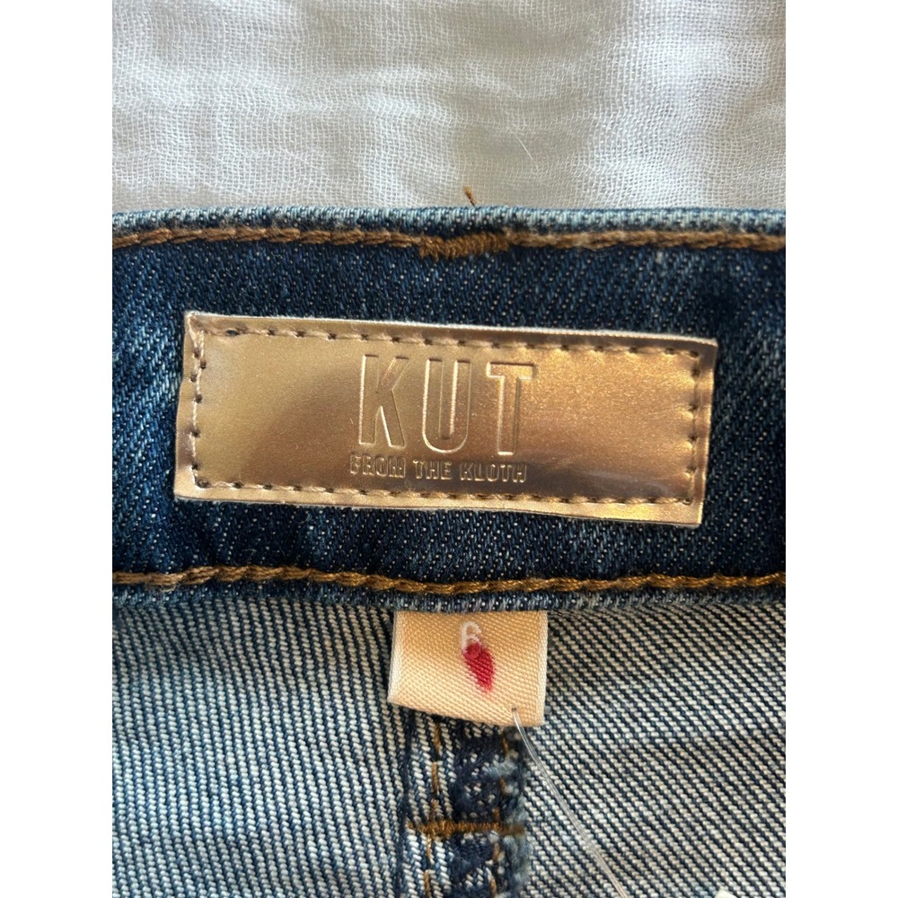 Kut from the Kloth Raw Frayed Hem Modern Western Denim Skirt Size 6 - Picture 6 of 8
